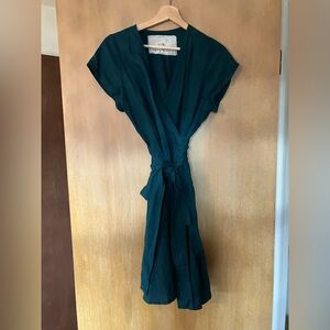 notPERFECTLINEN emerald Cannes 2 Wrap Dress